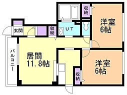 リーフプラザ2 2LDKの間取図画像