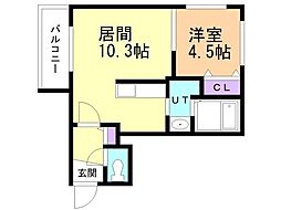 ノムラ新さっぽろ 1LDKの間取図画像