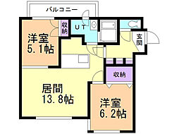 ichitosanA 2LDKの間取図画像