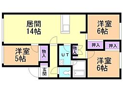 カネタハウスG 3LDKの間取図画像