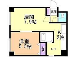 ラ・メルセ厚別 1LDKの間取図画像