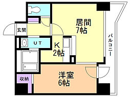 feuillesvertesAj 1LDKの間取図画像