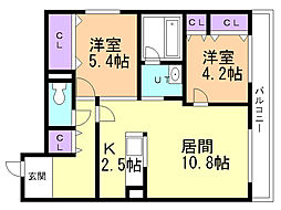 LaMeridianATSUBETSU 2LDKの間取図画像