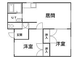 コーポDAN北広 2LDKの間取図画像