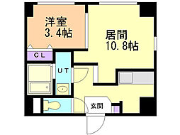 フレスコ大谷地 1LDKの間取図画像
