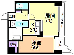 feuillesvertesAj 1LDKの間取図画像