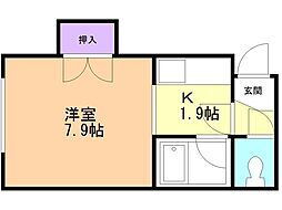 ロアール新札幌C 1Kの間取図画像