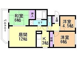 クラスターユーエム3 3LDKの間取図画像