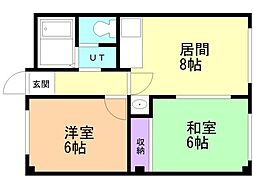 ラフォーレ新札幌A 2LDKの間取図画像