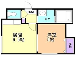 ボヌール南ヶ丘 1DKの間取図画像