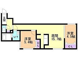 ASTEROPE厚別南 2LDKの間取図画像