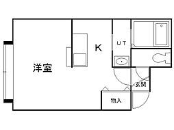 コリーヌ厚別 1Kの間取図画像