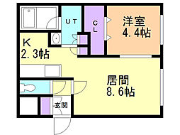 ブリアンソレイユ2 1LDKの間取図画像