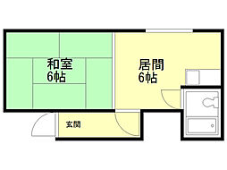 ビバ南郷A 1DKの間取図画像