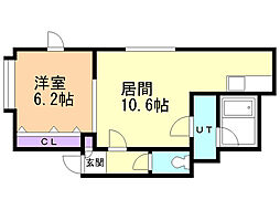 ボヌール厚別2番館 1LDKの間取図画像