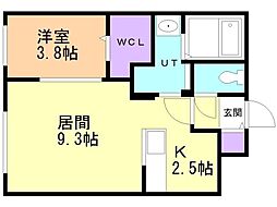 札幌市厚別区厚別南2丁目マンション 1LDKの間取図画像