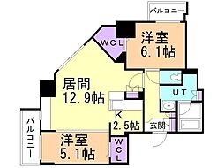 Fリミテッド北広島 2LDKの間取図画像