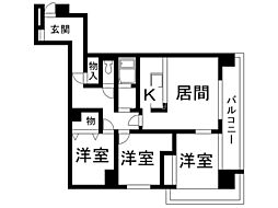 スカイコート 3LDKの間取図画像