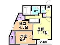 Dormire新札幌 2LDKの間取図画像