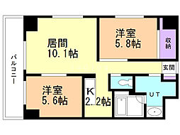 パークヒル厚別 2LDKの間取図画像