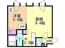 PROUD厚別中央 1LDKの間取図画像