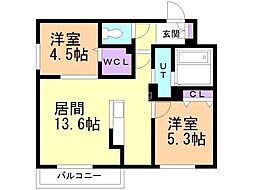 札幌市白石区栄通16丁目マンション 2LDKの間取図画像