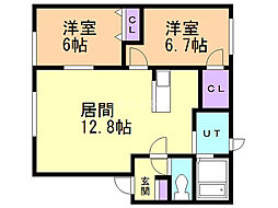 ベルスマート 2LDKの間取図画像