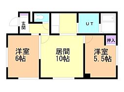 厚別中央ハイツ 2LDKの間取図画像