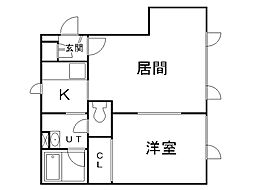 クレセント 1LDKの間取図画像