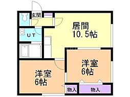リバティ厚別南 2LDKの間取図画像