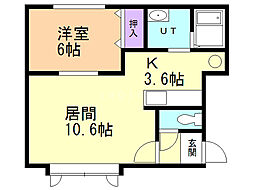 アプリコット 1LDKの間取図画像