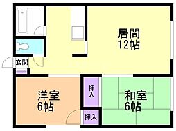 第6佐藤マンション 2LDKの間取図画像