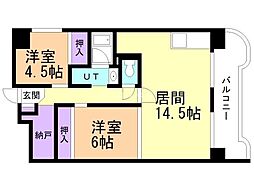 ビレッジハウス桜台タワー2号棟 2LDKの間取図画像