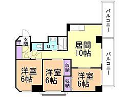 アクティブプラザ上野幌 3LDKの間取図画像