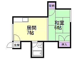 上栄ハイツ 1DKの間取図画像