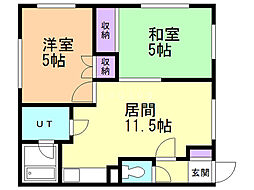 ヴィラウエスト 2LDKの間取図画像