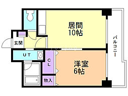 ヴィラレインボー若松 1LDKの間取図画像