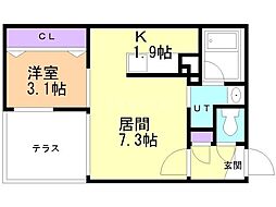 ベラルーチェ新札幌 1LDKの間取図画像