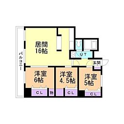 ターミナルハイツ大谷地 3LDKの間取図画像