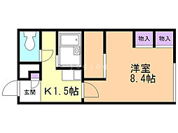 レオパレスあつべつ 1Kの間取図画像