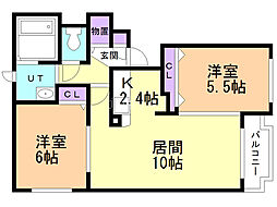 サテライトターミナルB 2LDKの間取図画像