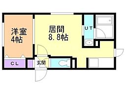 札幌市厚別区青葉町2丁目マンション 1LDKの間取図画像
