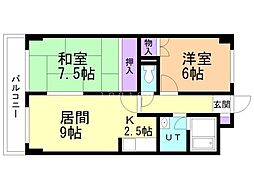 アルファロジェ 2LDKの間取図画像