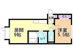 パルレなのはな 1LDKの間取図画像