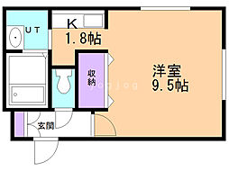 アマン北広島 1Kの間取図画像