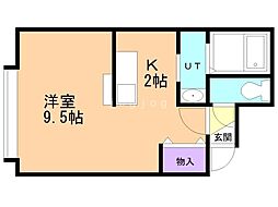 コリーヌ厚別 1Kの間取図画像