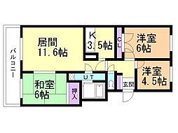 クラスターユーエム2 3LDKの間取図画像