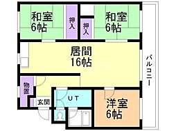 第13松井ビル 3LDKの間取図画像
