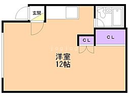 川畑ビルB ワンルームの間取図画像