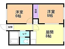 ラフォーレ新札幌A 2DKの間取図画像
